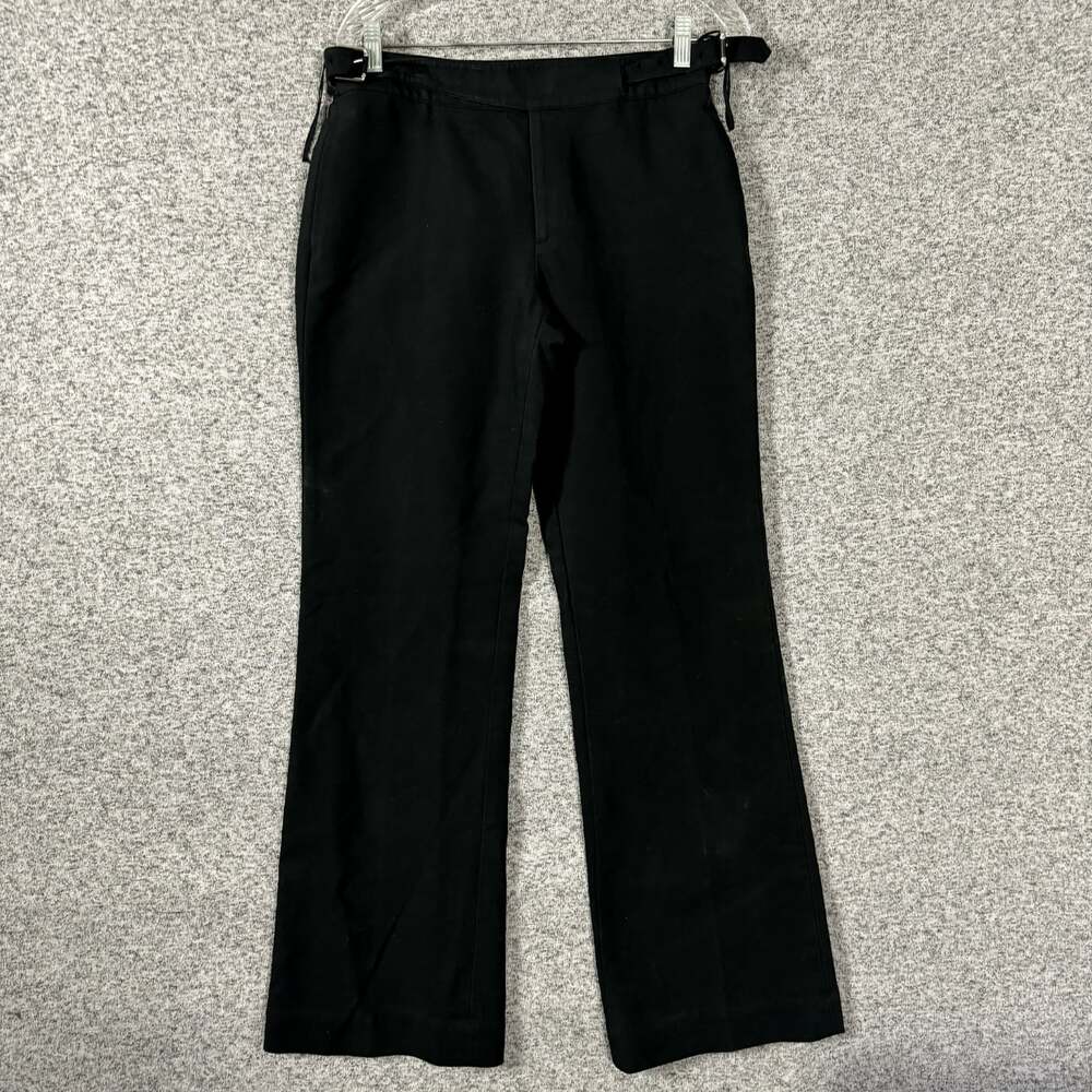 Ralph Lauren Women's 8 Black Cotton Belted Straight Leg Ajustable Waist Pants